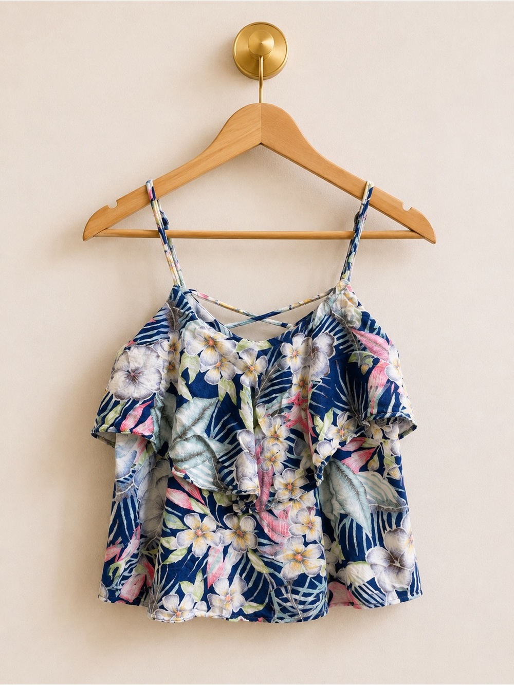 American Eagle Floral Off Shoulder Ruffle Top Small